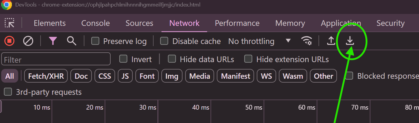 กดปุ่ม Export HAR